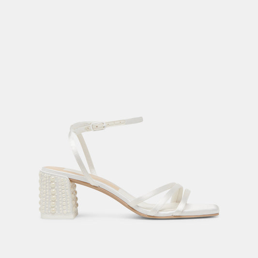 Dolce Vita Essential | YSABEL PEARL HEELS TRUE WHITE SATIN