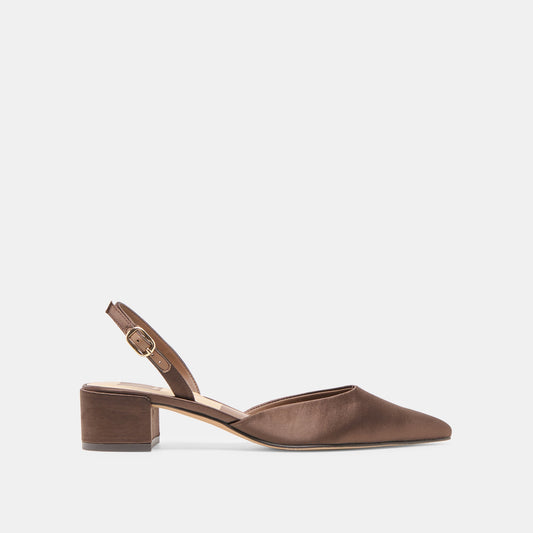 Dolce Vita Smart Buy | Carel Dk Brown Satin Heels