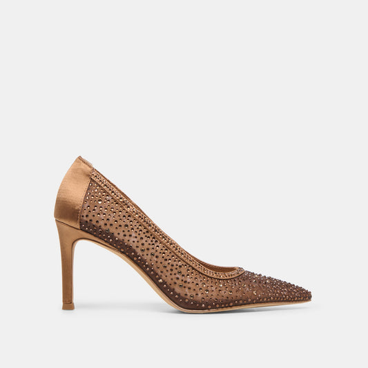 Dolce Vita Latest | Kashe Crystal Mid Brown Mesh Heels