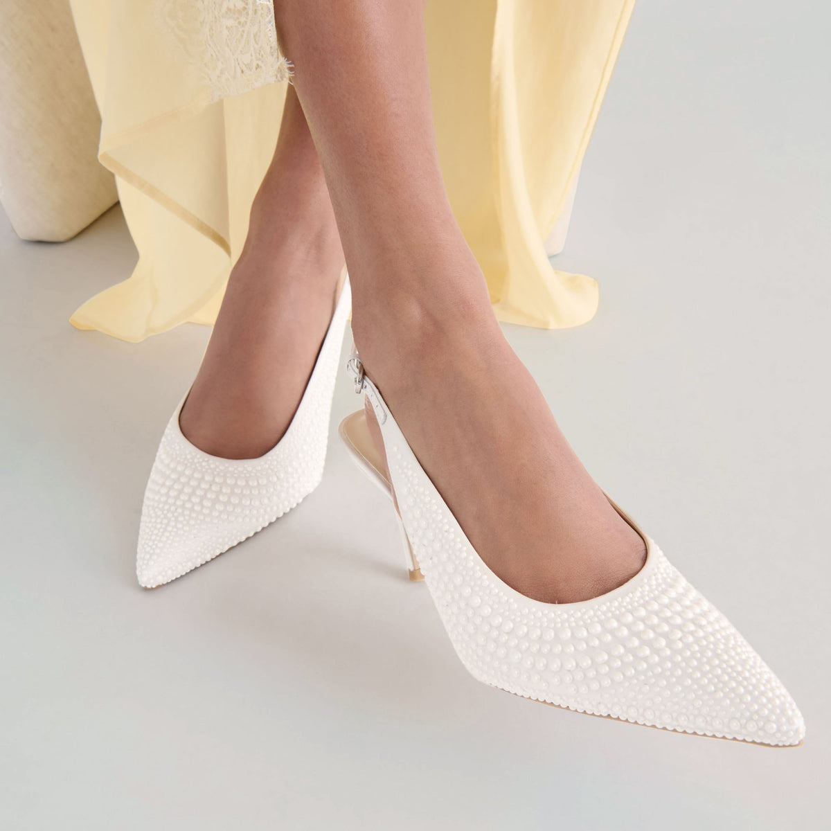 Dolce Vita Trusted | Elasi Pearl Off White Satin Heels