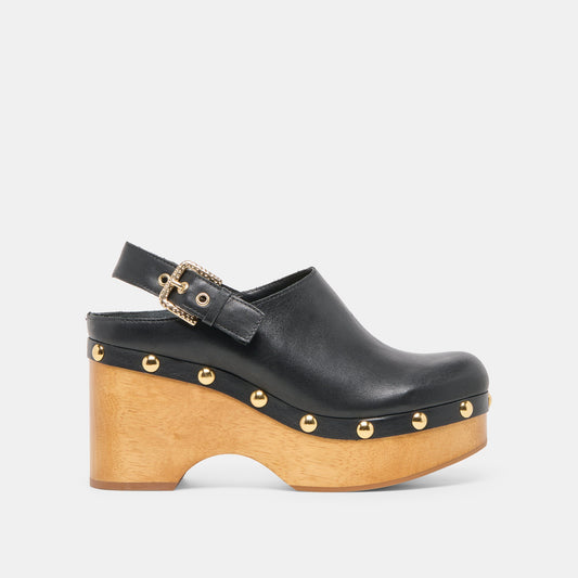 Dolce Vita Latest | Adelan Black Leather Clogs