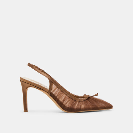 Dolce Vita Great Value | Yela Mid Brown Tulle Heels