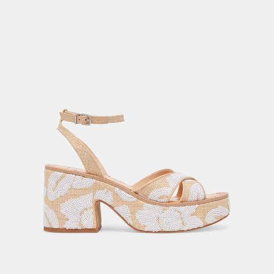 Dolce Vita Quality | ENIKO HEELS NATURAL MULTI FLORAL SEQUIN