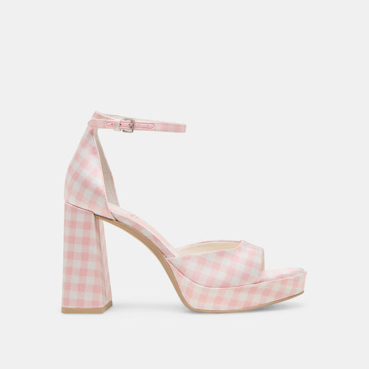 Dolce Vita Great Value | Pandro X Byrdie Golf Pink Plaid Gingham Wide Heels