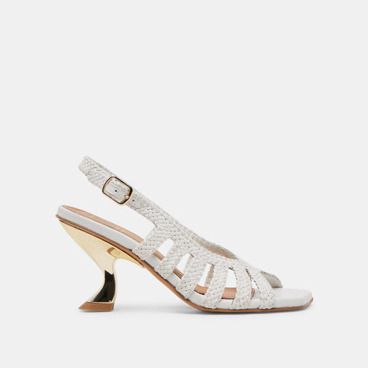 Dolce Vita Quality | SICILY HEELS WHITE WOVEN LEATHER