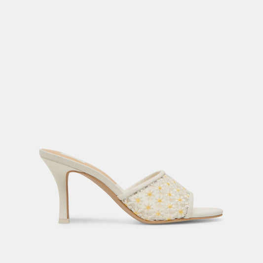 Dolce Vita Premium | LAVENA FLORAL HEELS WHITE YELLOW FLORAL MESH