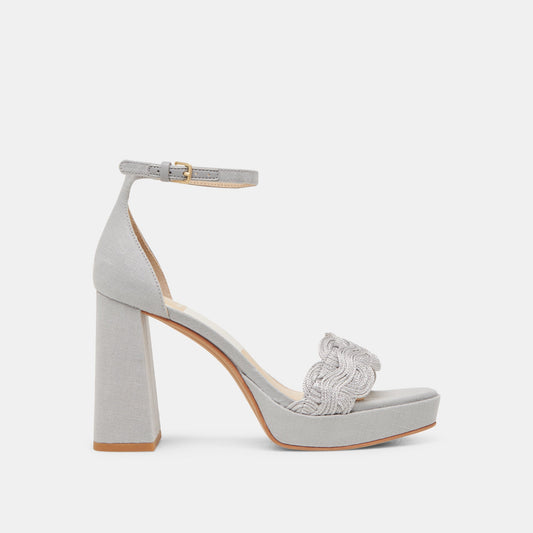 Dolce Vita Smart Buy | PELTIN HEELS GREY WOVEN RAFFIA