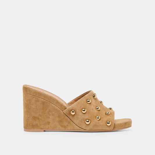 Dolce Vita Smart Buy | Holta Stud Lt Brown Suede Wedges