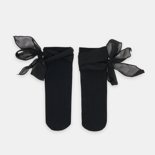 Dolce Vita Essential | Tie Bow Black Anklet Socks